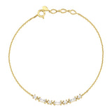 yellow gold baguette chain bracelet with White CZ stones