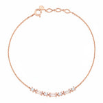rose gold baguette chain bracelet with White CZ stones