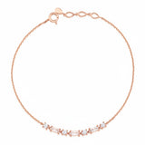 rose gold baguette chain bracelet with White CZ stones