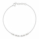 white gold baguette chain bracelet with White CZ stones