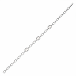 white gold open-link bracelet with baguette-cut stones on white background