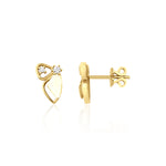 yellow gold wing stud earrings on white background