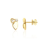 yellow gold wing stud earrings on white background