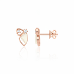 rose gold wing stud earrings on white background