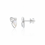 white gold wing stud earrings on white background