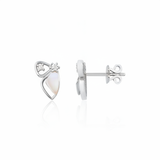white gold wing stud earrings on white background