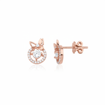 rose gold ribbon halo stud earrings on white background