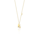 yellow gold butterfly wing pendant necklace on white background