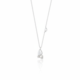 white gold butterfly wing pendant necklace on white background