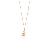 yellow gold asymmetrical butterfly pendant necklace on white background