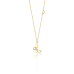 yellow gold stylized butterfly pendant necklace on white background