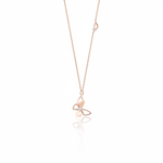 rose gold stylized butterfly pendant necklace on white background