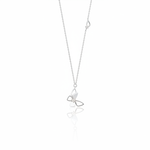 white gold stylized butterfly pendant necklace on white background