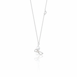 white gold stylized butterfly pendant necklace on white background