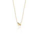 yellow gold openwork butterfly pendant necklace on white background