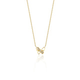 yellow gold openwork butterfly pendant necklace on white background