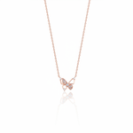 rose gold openwork butterfly pendant necklace on white background