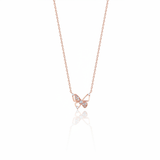 rose gold openwork butterfly pendant necklace on white background