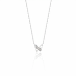white gold openwork butterfly pendant necklace on white background