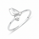 white gold butterfly wing ring on white background