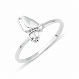 white gold butterfly wing ring on white background