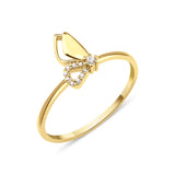 yellow gold butterfly loop ring on white background