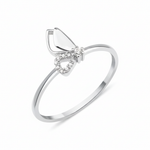 white gold butterfly loop ring on white background