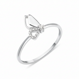 white gold butterfly loop ring on white background