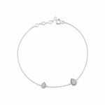 white gold teardrop station bracelet on white background
