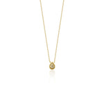 yellow gold small teardrop pendant necklace on white background