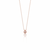 rose gold small teardrop pendant necklace on white background