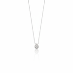 white gold small teardrop pendant necklace on white background