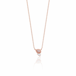 rose gold beaded teardrop and pear-cut stone necklace on white background