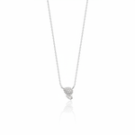 white gold beaded teardrop and pear-cut stone necklace on white background