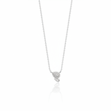 white gold beaded teardrop and pear-cut stone necklace on white background