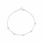 white gold faceted nugget station bracelet on a white background