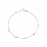 white gold faceted nugget station bracelet on a white background