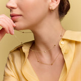 model wearing the gold stone accent necklace