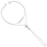 white gold hand chain bracelet with bezel-set stones and a floral motif drop on white background