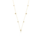 Yellow gold clover station necklace with White CZ stones on white background