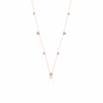Rose gold clover station necklace with White CZ stones on white background