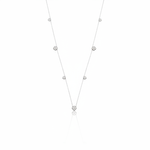 White gold clover station necklace with White CZ stones on white background