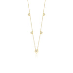 Yellow gold clover outline necklace with White CZ stones on white background