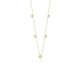 Yellow gold clover outline necklace with White CZ stones on white background