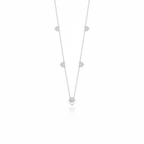 White gold clover outline necklace with White CZ stones on white background