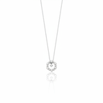 White gold circle pendant necklace with White CZ stones on white background