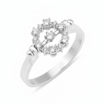 white gold open circle ring with White CZ stones on white background