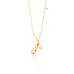 yellow gold crossed teardrop pendant necklace on white background