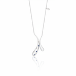 white gold crossed teardrop pendant necklace on white background