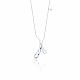 white gold crossed teardrop pendant necklace on white background